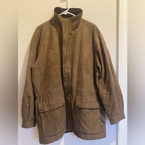 Claiborne Lt Brown Suede Finish Outerwear Winter Coat Full Zip Jacket Men Large